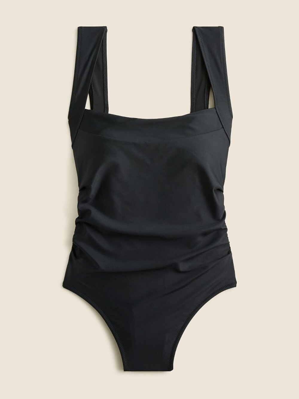 NWT JCrew Nia ruched squareneck one-piece swim, black, size 6